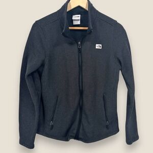 The North Face Crescent Fleece Jacket Women Medium Gray Black Full Zip Pockets